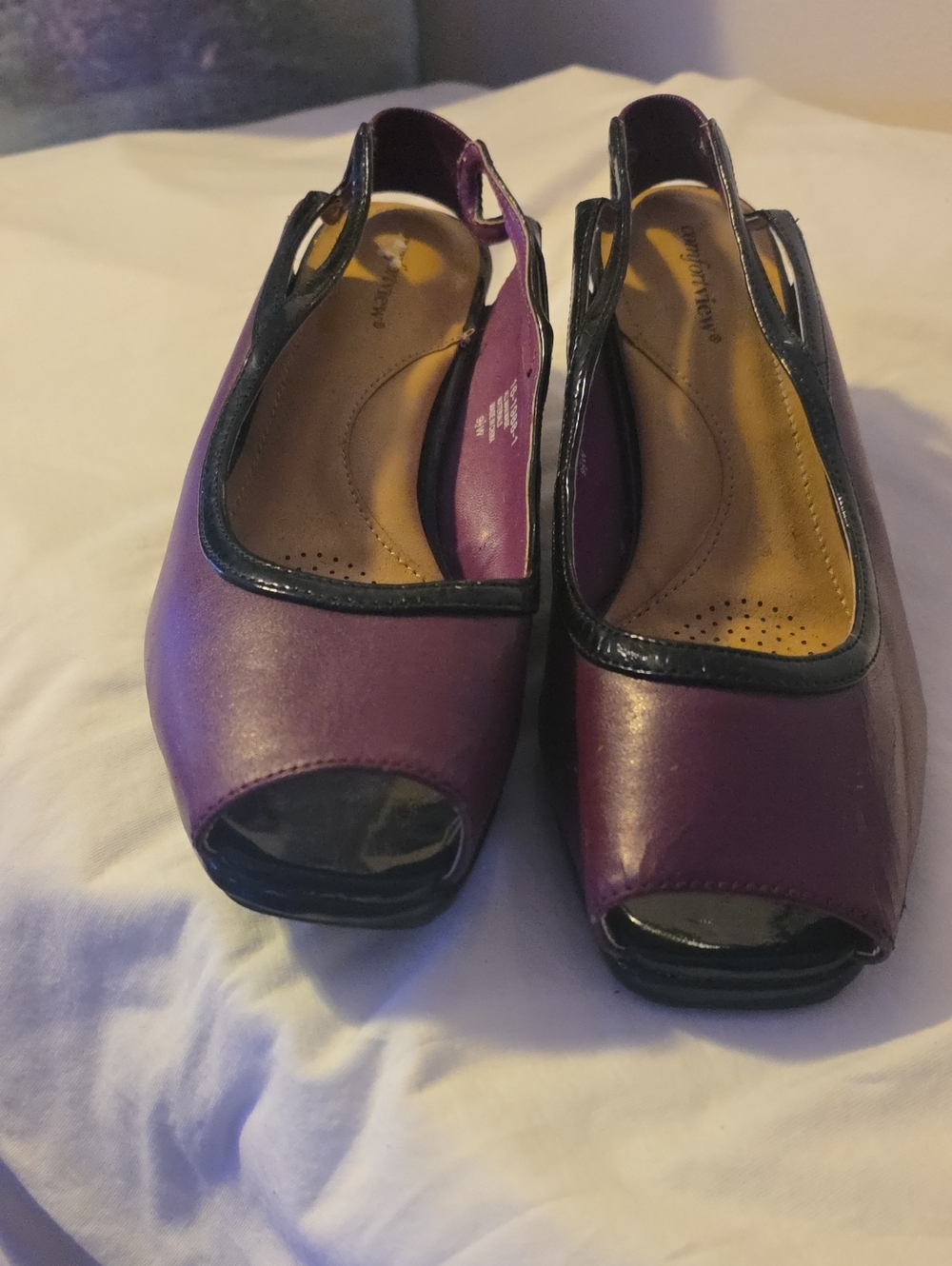 Women's Purple Peep-Toe Slingback Heels Comfort View Brand